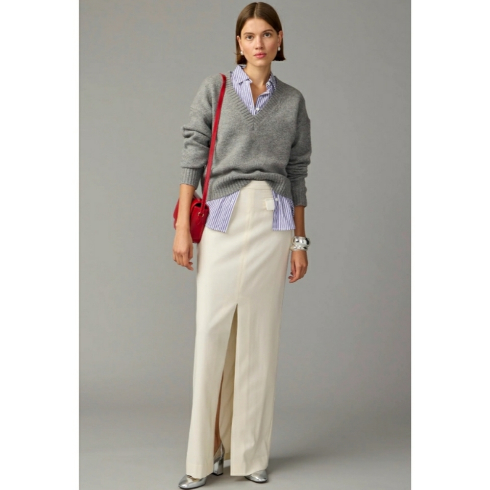 J.Crew Collection tuxedo maxi skirt in wool, NWOT